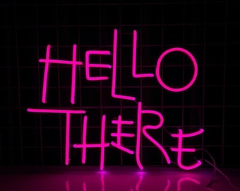 Hello There Neon Sign, Hell Here Led Sign, Custom Neon Sign, Spooky Season Wall Decor, Horror Decor with Flickering O & T, Halloween Decor