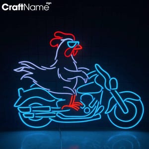 Chicken Motorbiker Neon Sign, Chicken Delivery Led Sign, Custom Neon Sign, Chicken Restaurant Light, Chicken Lover Gifts, Gift For Dad