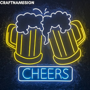Cheers Beer Neon Sign, Beer Cheering Neon Sign, Custom Neon Sign, Home Bar Neon Night Light, Bar Pub Wall Decor, Beer Club Wall Art