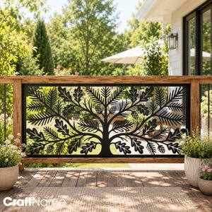Sichtschutzwand „Baum des Lebens“ aus Metall in Form eines Kiefernzapfens, Geländereinsatz für Terrasse und Garten, Zaunelement