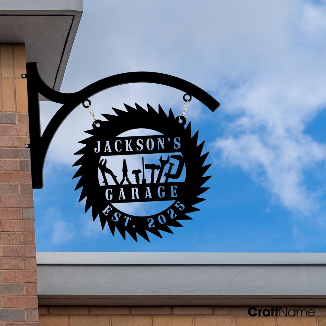 Custom Garage Workshop Wall Hanging Sign Metal Steel, Large Metal Laser ...