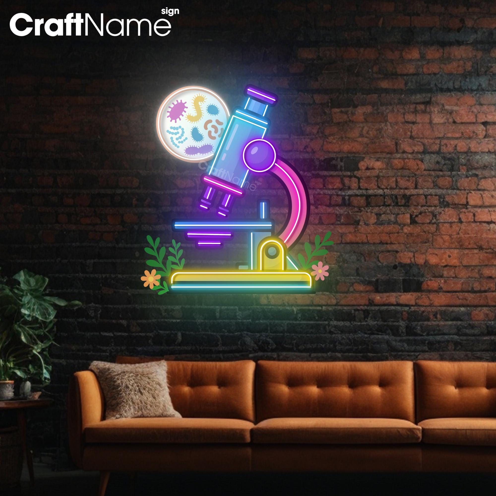 Microscope Neon Light, Acrylic Sign Wall Art, Science Lab Decor, Led ...