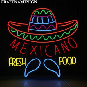 Mexican Fresh Food Neon Sign, Mexican Food Led Sign, Custom Neon Sign, Mexican Restaurant Decor, Mexican Spicy Food Store Light Art