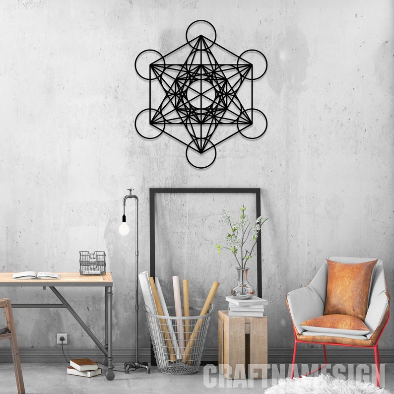 Sacred Geometry Metal Wall Art Led Light, Home Meditation Metal Yoga ...