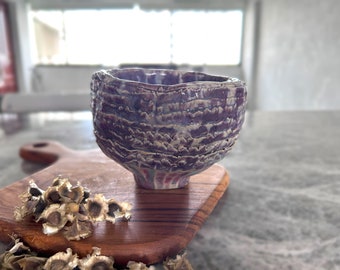 Handmade Ceramic Purple Bowl Home Decor Gift |Handcrafted Pottery | Textured