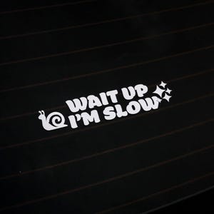 Wait Up I'm Slow Snail Funny Vinyl Decal | JDM Vinyl Car Sticker UV Resistant Waterproof Die-cut Decal AUS Euro Korean 4x4