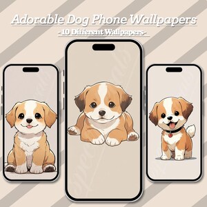 Anime Style Cute & Adorable Dog and Puppy Phone Wallpaper | 10 Wallpapers! High Quailty Digital Download | iPhone Samsung Android