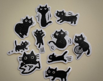 Black Cat Sticker 10PK! High Quality Scrapbooking Journaling Gift
