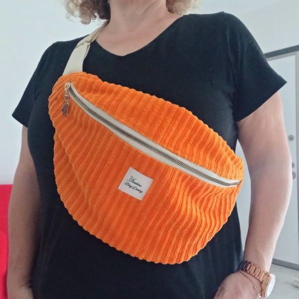 Orange Velvet Bum Bag, Orange Large Belt Pouch, Bum Bag, Velvet Sac Banane , Orange Fanny Bag, Gifts For Men, Mothers Day Gift