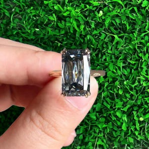 Radiant Cut Grey Moissanite Anniversary Ring 2.50Carat Solitaire Engagement Ring 14K  Gold Proposal Ring wedding ring Gift For Her
