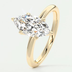 2 Carat Marquise Lab Grown Diamond Solitaire Ring, 14K Yellow Gold
