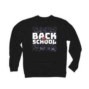 Imposing "Back To School" Sweatshirt, Vivid Central Graphic Sweatshirt, Educational Graphic Pullover, Hand Drawn Academic Chalkboard Doodles