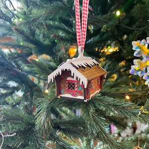 Laser Cut File. Gingerbread House Christmas Tree decoration. SVG, DXF, PDF for 3mm, 3.3mm, 4mm. Digital file only