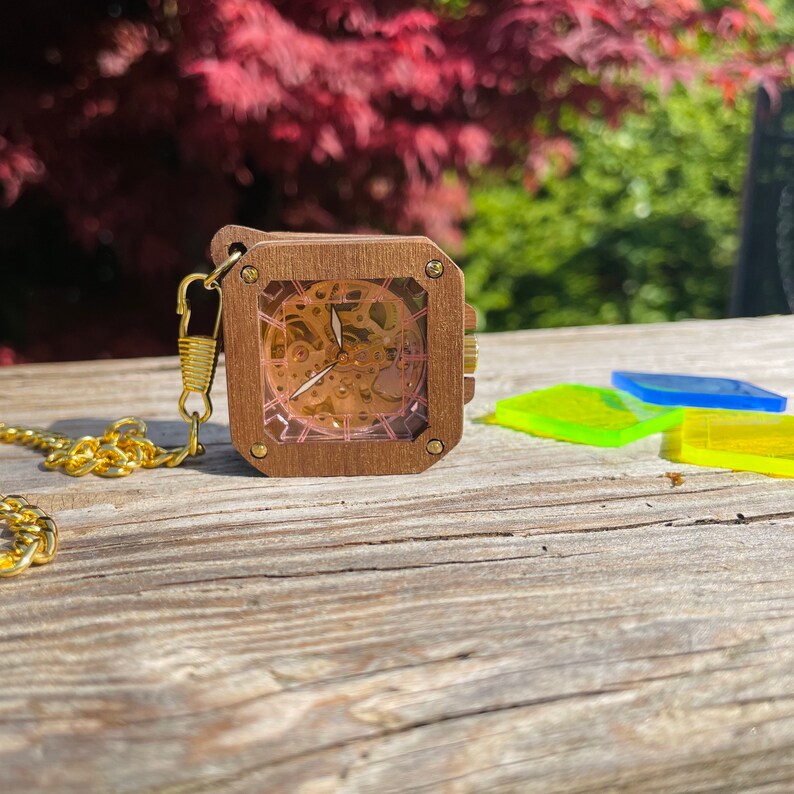 DIY Skeleton Automatic Pocket Watch Kit in Walnut Casing With Etsy