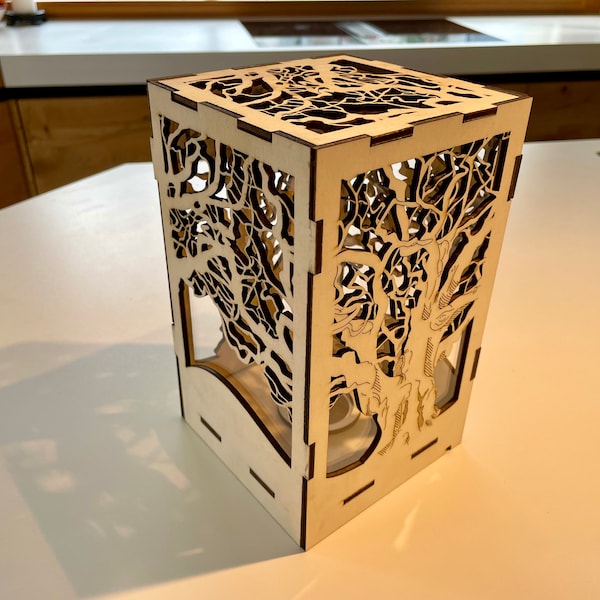 SVG DXF PDF Laser Cut File. Great Oak Tree Lamp light Shadow Box. Digital File only. For 3mm, 4mm or 4.5mm plywood