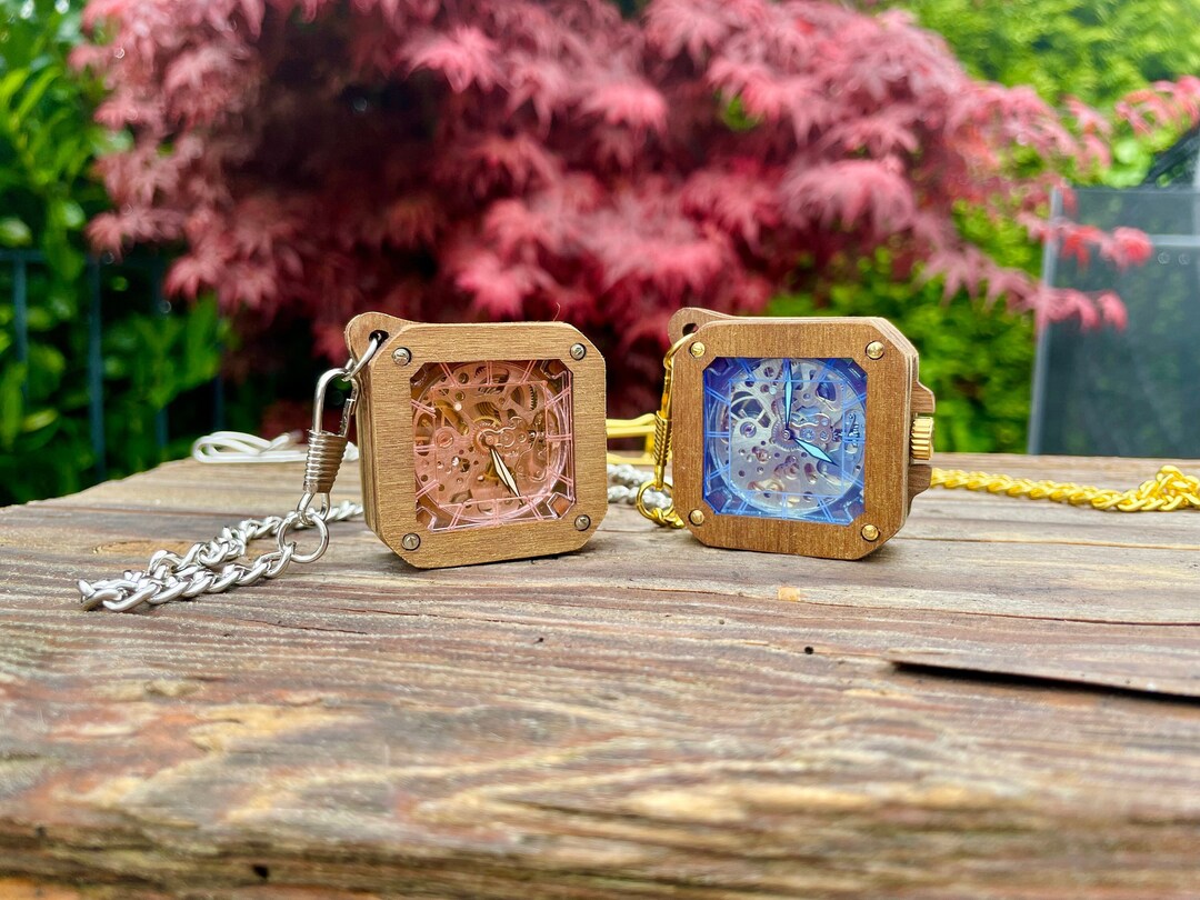 DIY Skeleton Automatic Pocket Watch Kit in Walnut Casing With Etsy