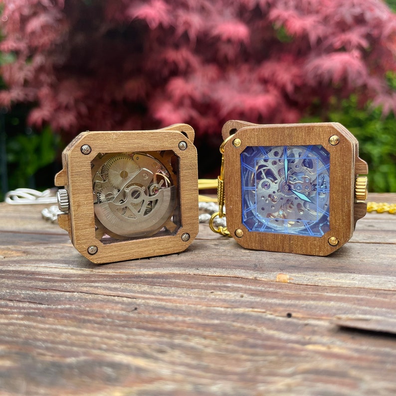 DIY Skeleton Automatic Pocket Watch Kit in Walnut Casing With Etsy