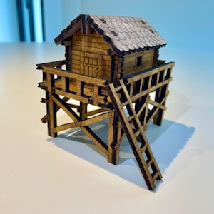 Laser-Cut-Datei. Rustikale Miniatur Waldbaumhaus Hütte Hütte. SVG DXF und PDF für 3mm und 4mm Sperrholz. Nur digitale Datei