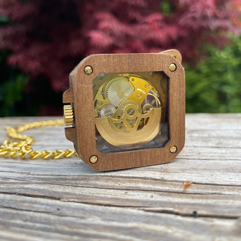 DIY Skeleton Automatic Pocket Watch Kit in Walnut Casing With Etsy