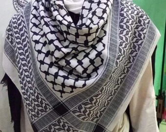 Palestinian Keffiyeh Scarf , arafat Hatta Original Brand 100% Cotton, Wide Scarf for Men and Women