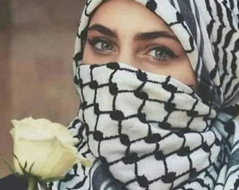 Écharpe keffieh palestinien, arafat Hatta marque originale 100 % coton, écharpe large pour homme et femme