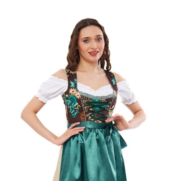 Dirndl Hortensia traditionnelle trachten Bavaroise pour Oktoberfest - Dirndl 3 pièces