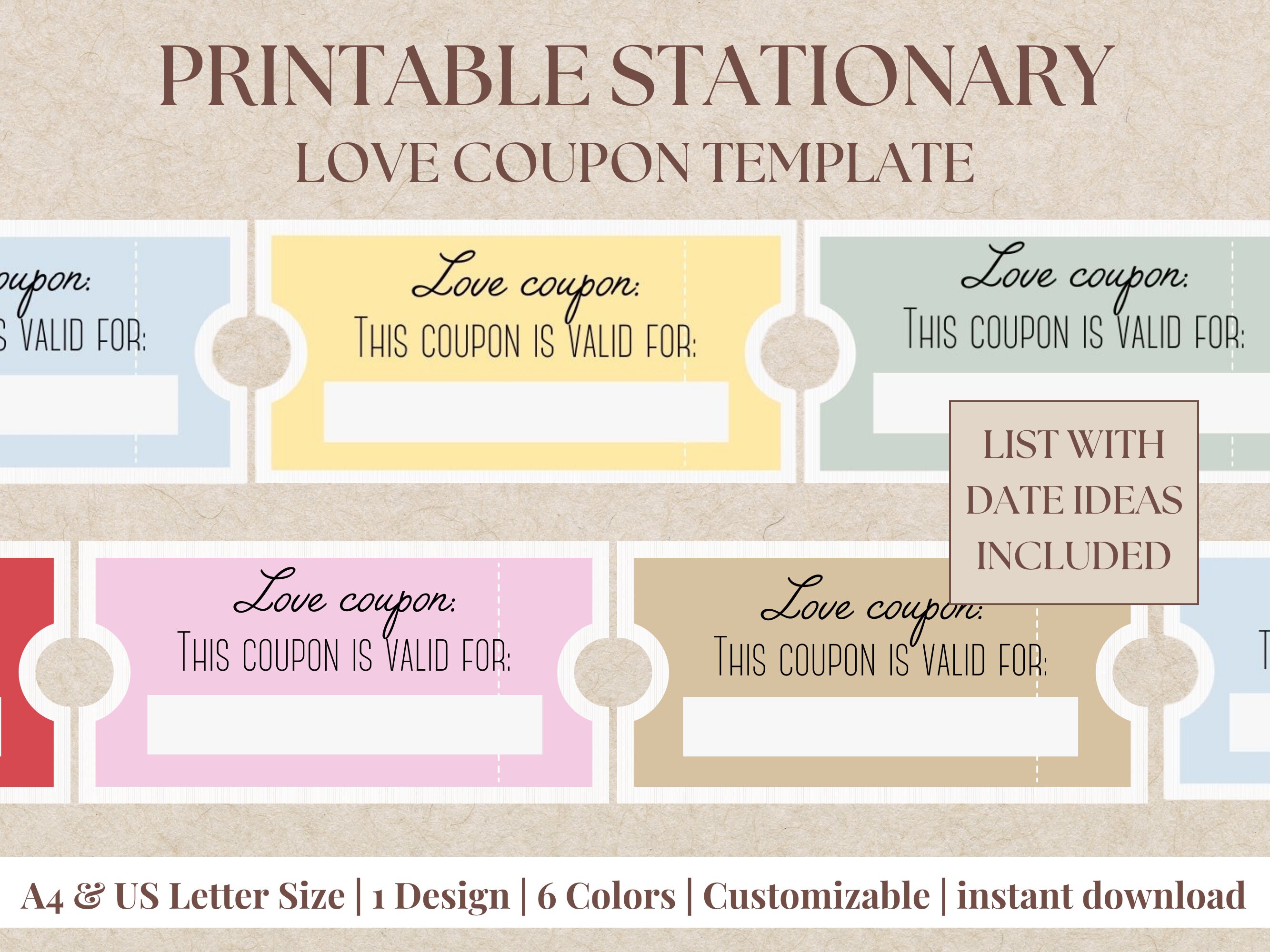Printable Coupons, Love Coupon Printables, Coupon Template - Etsy