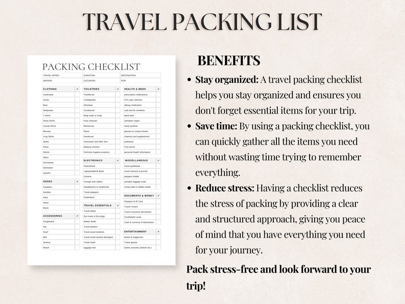 Ultimate Travel Packing List: Stress-free Vacation With This Packing ...