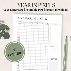 My Year in Pixels: Track Your Emotional Journey, Set Achievable Goals | Printable or Digital Mood Tracker | A4 & Letter Size | Mood Journal
