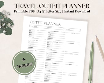 Daily Travel Outfit Planner: Stop Overpacking with This Printable Holiday Outfit Planner | A4 & Letter Size | Travel Planner | PDF