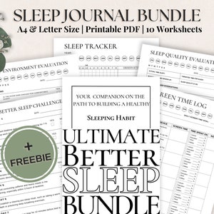 Paquete Better Sleep: registre sus patrones de sueño, mejore la higiene del sueño, aumente el bienestar / Diario del sueño / Seguimiento del sueño / Tamaño A4 y carta
