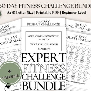30 Day Master Workout Challenge Bundle: Printable Fitness Challenges for Men and Women, Expert Level | A4 & Letter Size | Exercise Planner