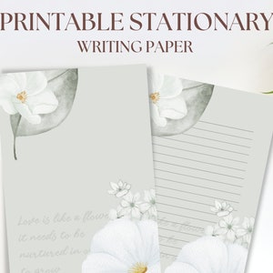 Printable Writing Paper, A4 and Letter Size, Floral Writing Paper, Instant Download