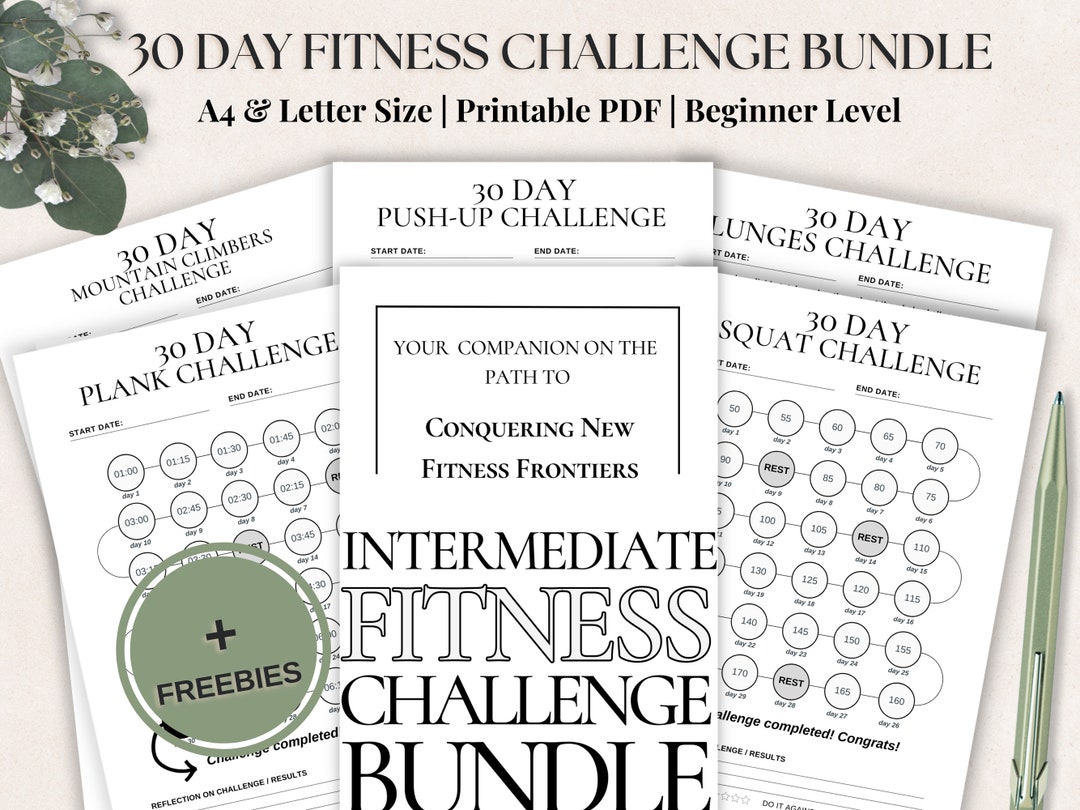 30 Day Fitness Challenge Bundle: Printable Exercise Planner for Men and ...