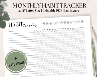 Printable Monthly Habit Tracker: Simple Routine Tracker to Create Healthy Habits | A4 & Letter Size | Monthly Routine Planner | PDF template