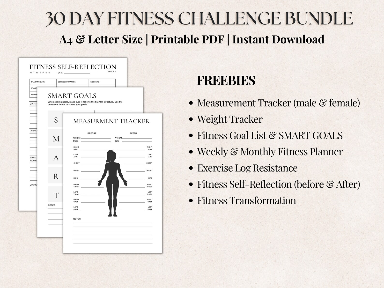 30 Day Master Workout Challenge Bundle: Printable Fitness Challenges ...