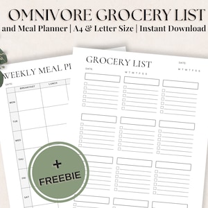 Smart Grocery List und Meal Planner: Vereinfachen Sie den Einkauf von Lebensmitteln mit einer einfach zu bedienenden druckbaren Checkliste PDF | A4& Letter Größe | Einkaufsplaner