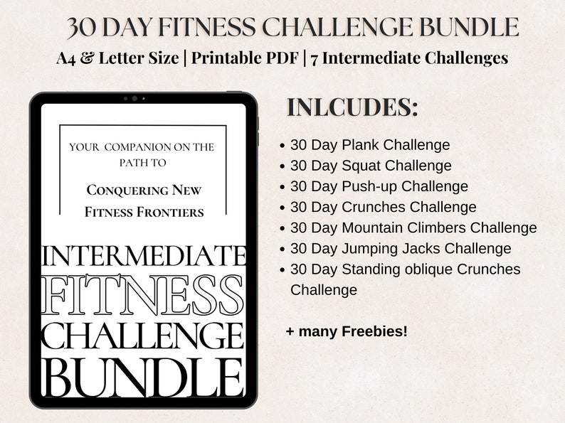 30 Day Fitness Challenge Bundle: Printable Exercise Planner for Men and ...