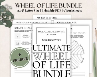 Paquete imprimible La Rueda de la Vida: Logre su máximo potencial con la Rueda del Equilibrio de la Vida / Tamaño A4 y Carta / Hojas de trabajo de crecimiento personal PDF