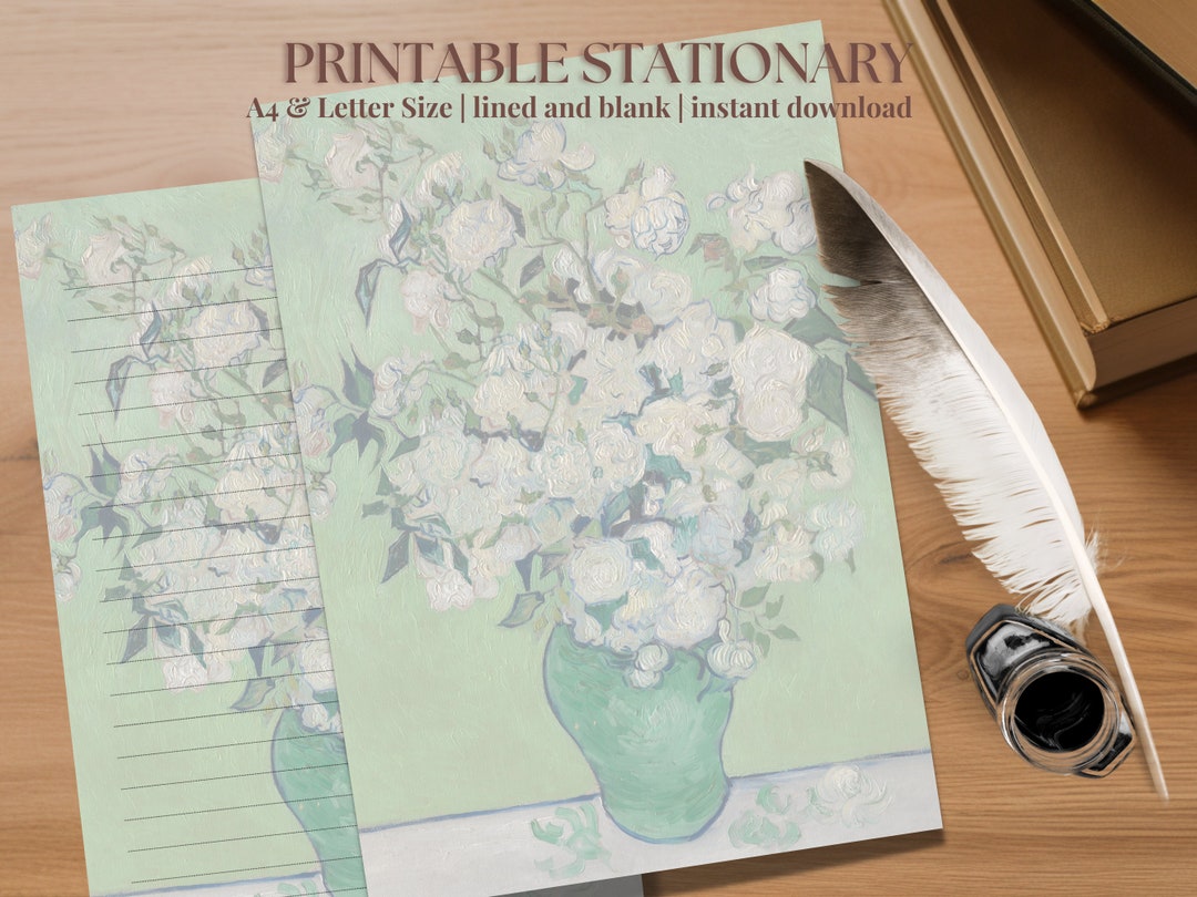 Printable Writing Paper With Claude Roses Print Beautiful