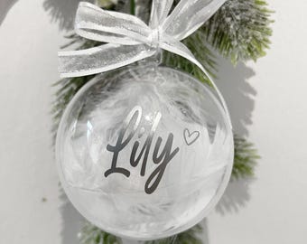 Personalised Christmas Bauble, memorial bauble for tree, Personalised Christmas Decoration, Family Name Bauble, Secret Santa, Angel Bauble