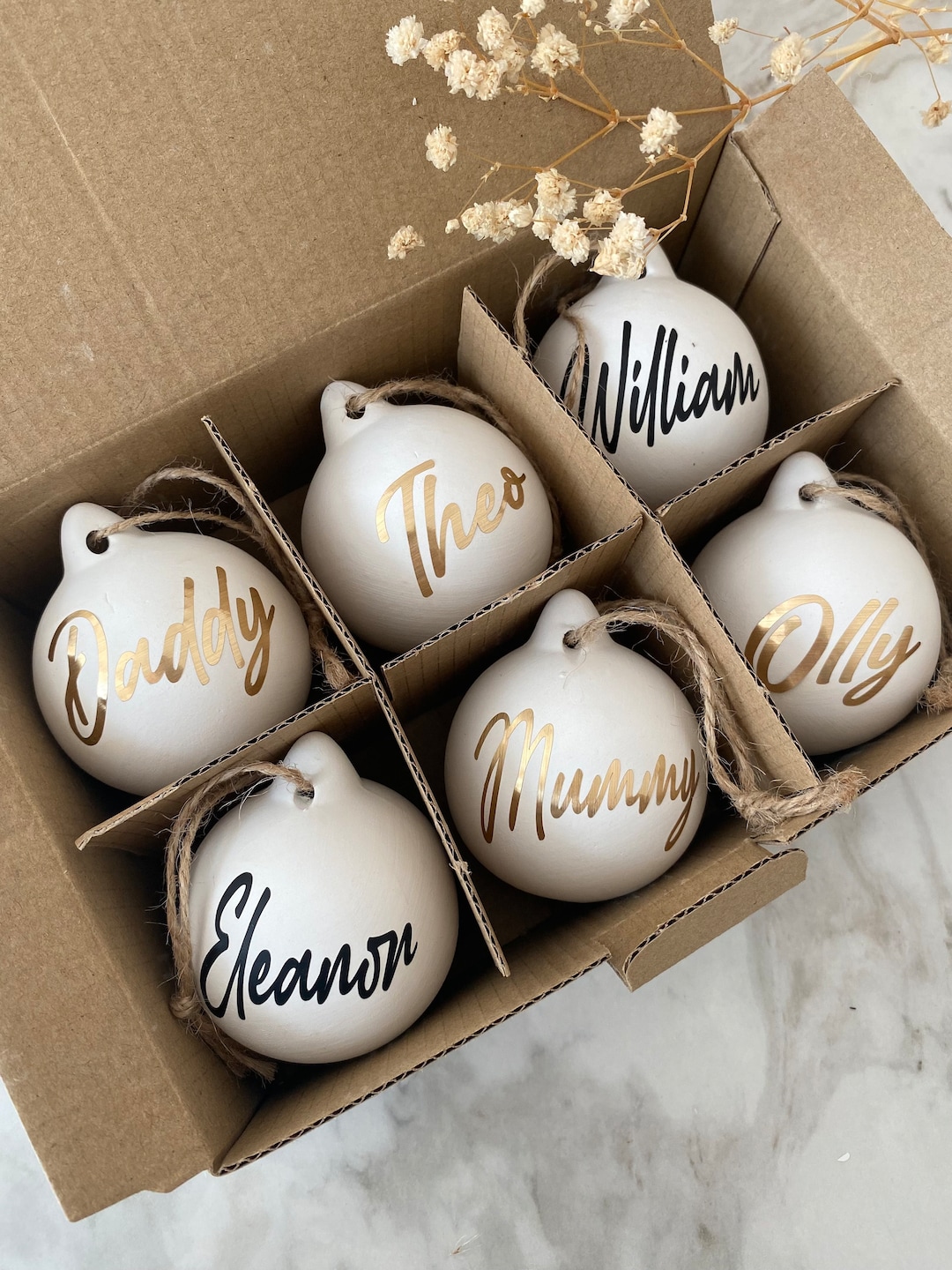 Christmas Baubles/personalised White Ceramic Baubles/christmas Tree
