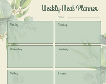 Planificador semanal de alimentos: diseño floral moderno