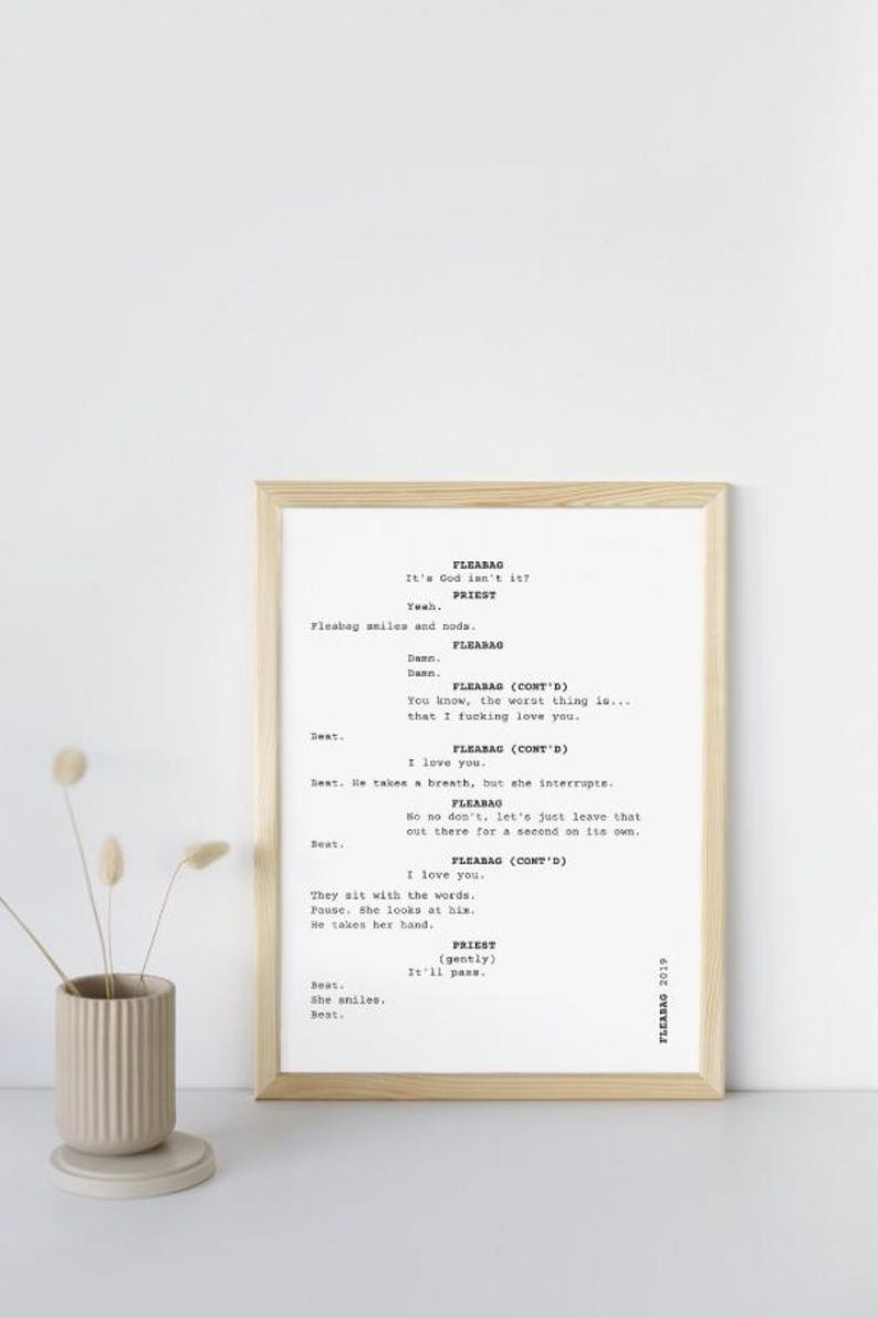 Screenwriting Posters Digital Download - Bus Stop Scene - Fleabag Screenplay Poster - Etsy Canada