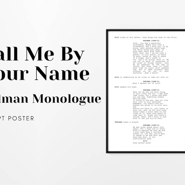 Perlman Monologue Call Me By Your Name Museum Quality Movie Poster A5/A4/A3