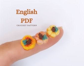 SOLO MODELLO inglese di zucca di Halloween in miniatura Amigurumi all'uncinetto, pdf Modello giocattolo zucca ripiena Amigurumi