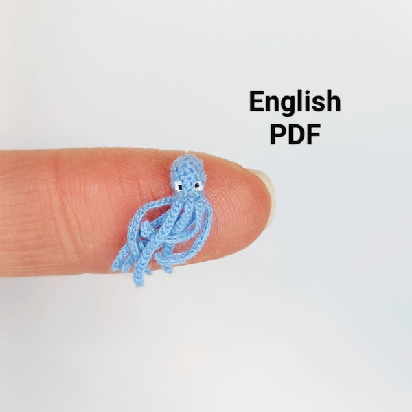Crochet Amigurumi Miniature Octopus no sew English PATTERN ONLY, pdf Amigurumi Stuffed Micro Octopus Toy Pattern