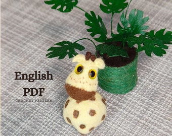SOLO MODELLO inglese con giraffa in miniatura Amigurumi all'uncinetto, pdf Modello giraffa farcita Amigurumi