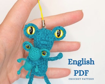 Rana in miniatura Amigurumi all'uncinetto, senza cucire SOLO MODELLO inglese, modello pdf del rospo farcito Amigurumi