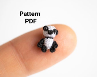 SOLO MODELLO inglese del panda in miniatura Amigurumi all'uncinetto, pdf Modello del panda farcito Amigurumi
